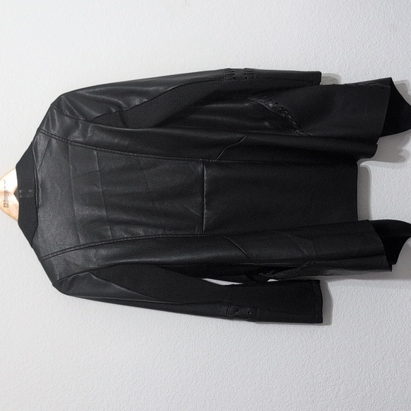 Vici Black Faux Leather and Suede Waterfall Open Jacket Women's Size XS - Picture 9 of 13